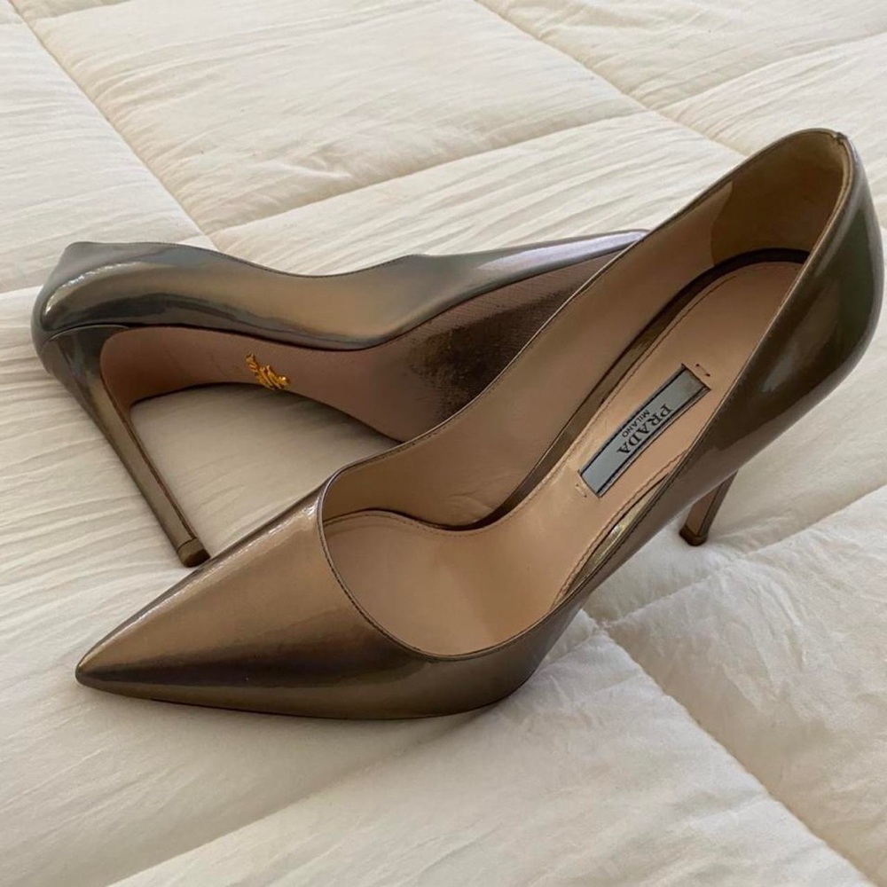 prada gold high heels